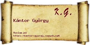 Kántor György névjegykártya